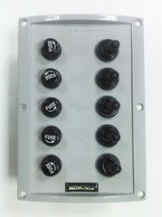Панель управління. 5-ти кнопкою (ON-OF). Запобіг. скляні: 2,2,5,8,10A. Розмір – 115 x 165 мм