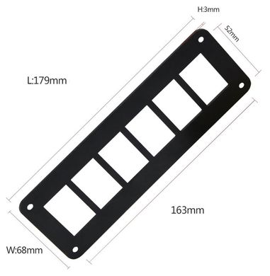 Панель для монтажа 6-х выключателей. Алюминий. Черная