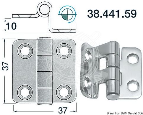 Петлі 2 мм із н.ж. сталі. З вигином. Розмір: 37 x 37 mm