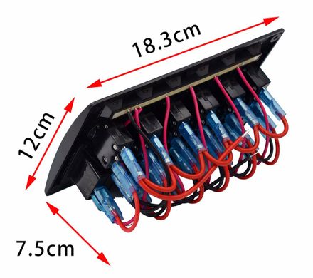 Панель управления на 6-ть клавишей (ON / OF), 6 тепловых предохранителей. С подсветкой. Оранж