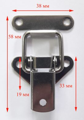 Защелка из нержавеющей стали. Длина 58 мм. Ширина 38 мм