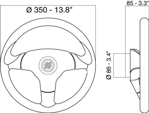 Руль (350 мм.) V61BR. Деревянный окрас. ULTRAFLEX